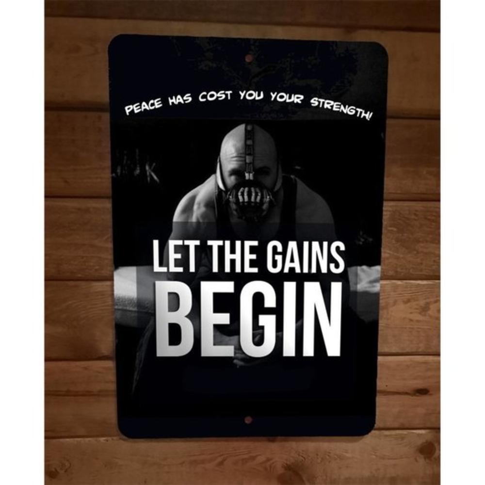 Let The Gains Begin Workout Bane‎ 8x12 Metal Wall Sign Poster DC Comics
